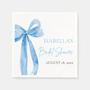 Serviette En Papier Aquarelle Elegant Dusty Blue Bow Fête des mariées