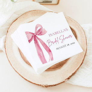 Serviette En Papier Aquarelle Élégant Rose Pâle Nœud Mariage Jour de F