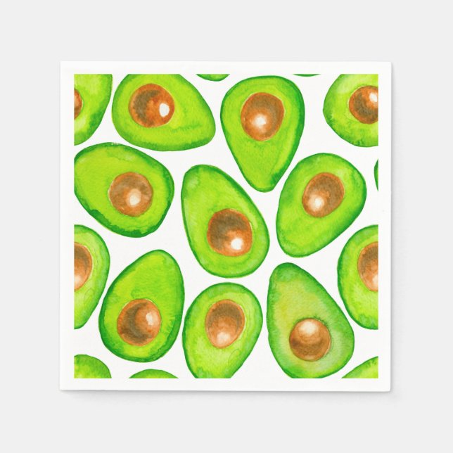 Serviette En Papier Aquarelle en tranches d'Avocado (Devant)