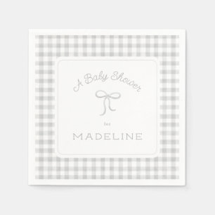 Serviette En Papier Aquarelle En vichy Baby shower gris