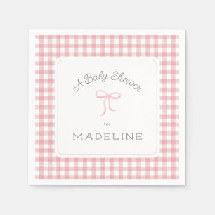 Serviette En Papier Aquarelle En vichy Baby shower rose