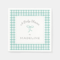 Aquarelle En vichy Baby shower vert menthe