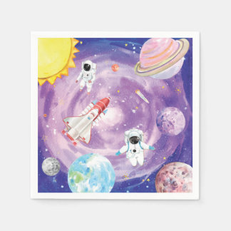 Serviette En Papier Aquarelle Espace extra-atmosphérique
