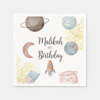 Aquarelle Espace fête d'anniversaire pour garçon o