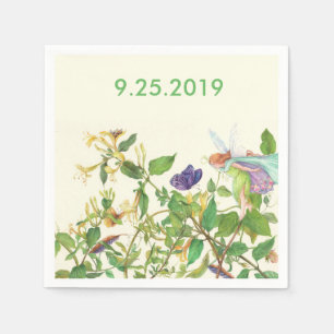 Serviette En Papier Aquarelle Ethérée Fleur Personnalisée