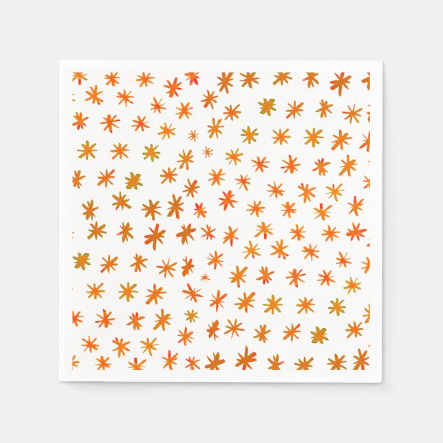 Serviette En Papier Aquarelle étoiles - orange (Devant)