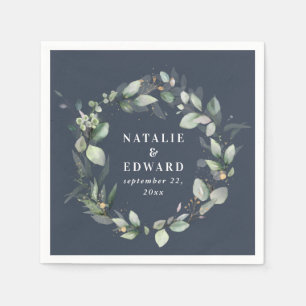 Serviette En Papier Aquarelle eucalyptus élégante fête de mariage