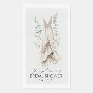 Serviette En Papier Aquarelle Eucalyptus & Fête des mariées robe blanc
