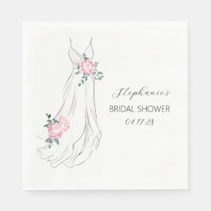 Serviette En Papier Aquarelle Eucalyptus Peonies Robe Fête des mariées