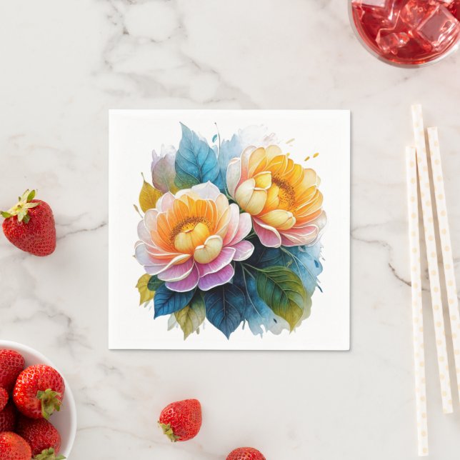 Serviette En Papier Aquarelle fantaisie (En situation)