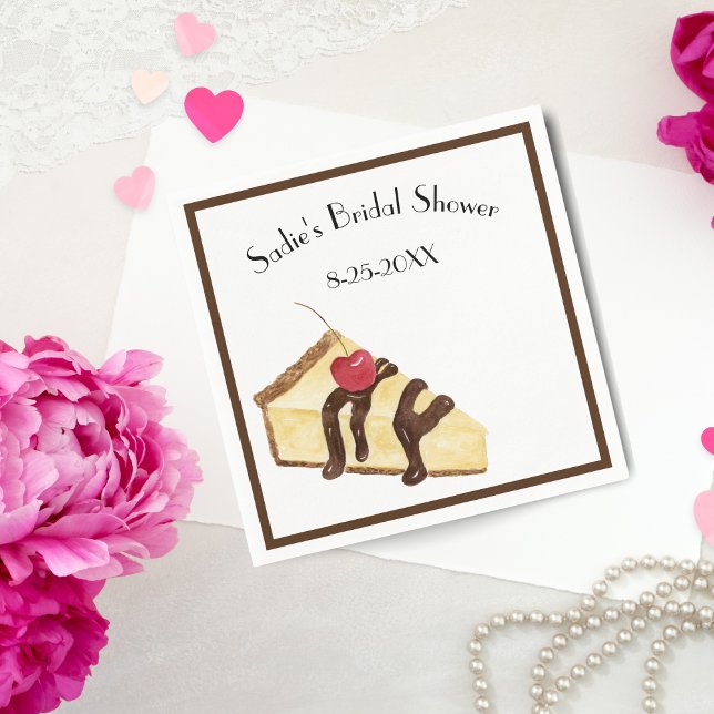 Serviette En Papier Aquarelle Fête des mariées au gâteau au fromage (Créateur téléchargé)