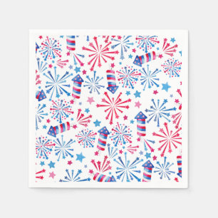 Serviette En Papier Aquarelle Feu d'artifice Rocks 4 juillet fête