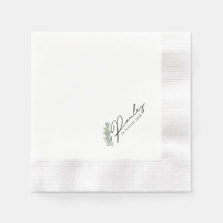 Serviette En Papier Aquarelle Feuille Mariage Cocktail Napkins