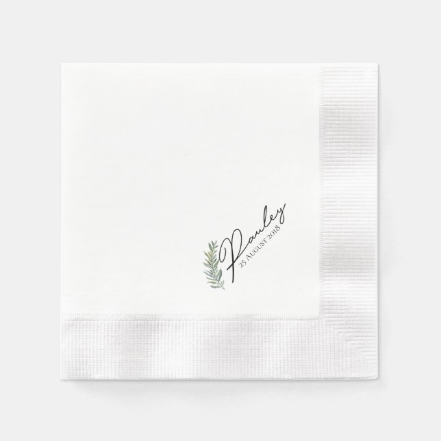 Serviette En Papier Aquarelle Feuille Mariage Cocktail Napkins (Devant)