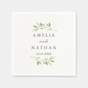 Serviette En Papier Aquarelle feuille verte Mariage de couronnes Napki