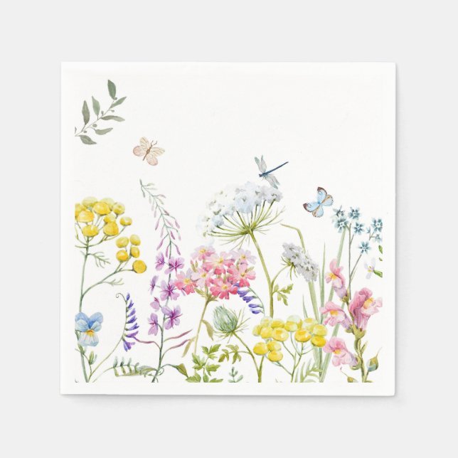 Serviette En Papier Aquarelle Fleur sauvage prairie florale d'été (Devant)