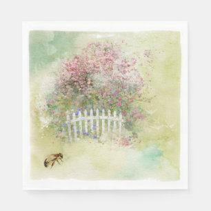 Serviette En Papier Aquarelle fleurit et papier d'abeille Napkin
