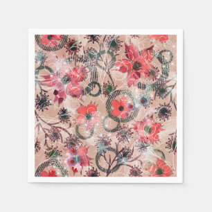 Serviette En Papier Aquarelle, fleurs.