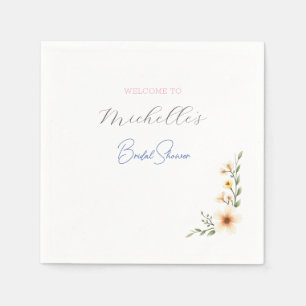 Serviette En Papier Aquarelle Fleurs Fête des mariées mignonne