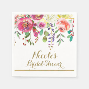 Serviette En Papier Aquarelle Fleurs florales Mariage moderne coloré