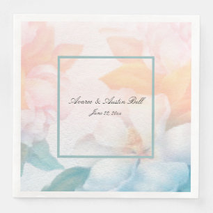 Serviette En Papier Aquarelle Fleurs Pastel