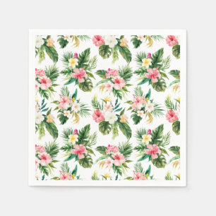 Serviette En Papier Aquarelle Fleurs tropicales et Motif de verdure