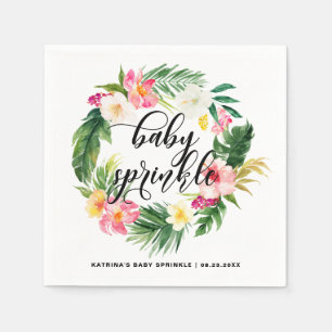 Serviette En Papier Aquarelle Fleurs tropicales Wreath Baby Sprinkel