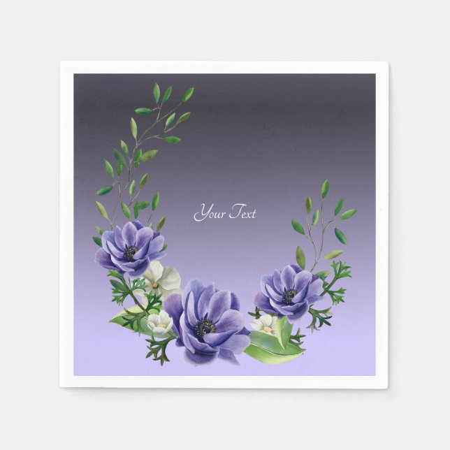 Serviette En Papier Aquarelle Fleurs violettes serviettes (Devant)