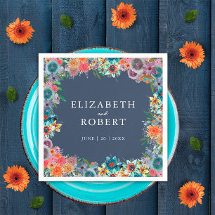 Serviette En Papier Aquarelle Floral Fleur sauvage Mariage aquarelle