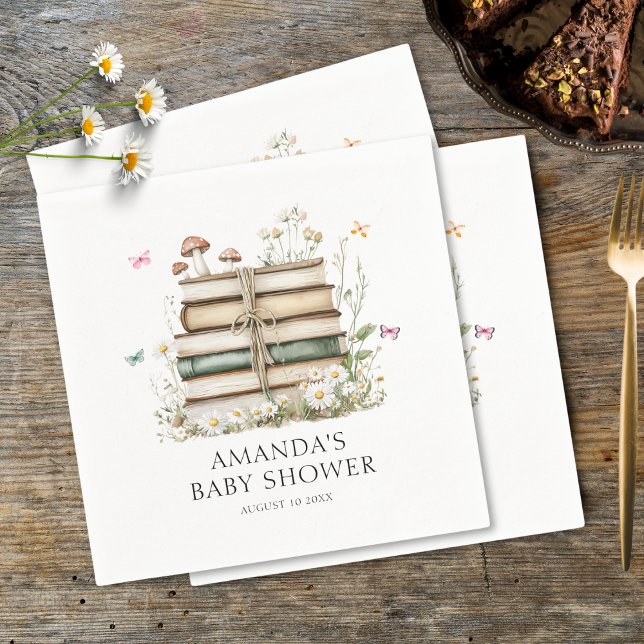 Serviette En Papier Aquarelle Floral Genre Baby shower neutre (Créateur téléchargé)