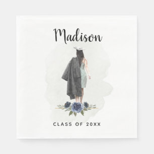 Serviette En Papier Aquarelle Floral Graduation Votre nom Grad Party