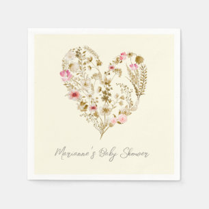 Serviette En Papier Aquarelle Floral Heart Baby in Bloom Baby shower
