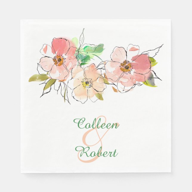 Serviette En Papier Aquarelle Floral impressions Mariage (Devant)