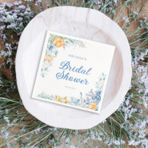 Serviette En Papier Aquarelle Floral & Lemons Tea Party Fête des marié