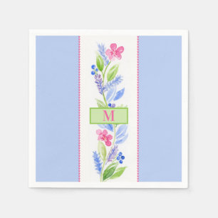 Serviette En Papier Aquarelle Floral Pastels INITIALE DU NOM
