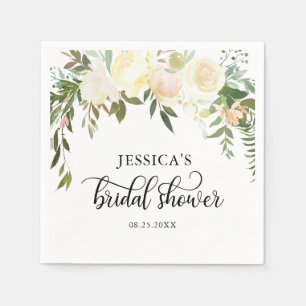 Serviette En Papier Aquarelle Floral rose Beige Ivy Fête des mariées