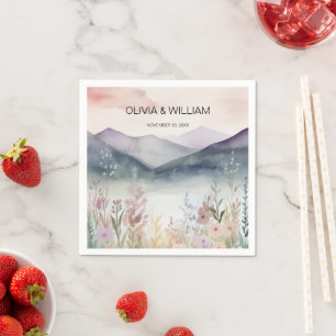 Serviette En Papier Aquarelle Floral Spring Mountains