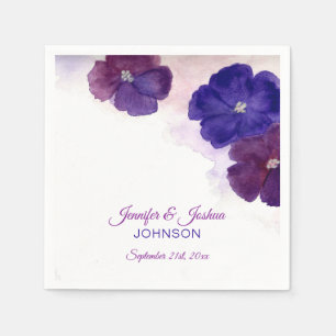 Serviette En Papier Aquarelle Floral Violet Plum Violet Mariage