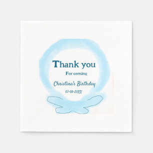 Serviette En Papier Aquarelle florale de couronnes bleues merci d'être