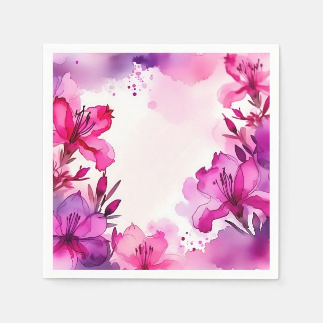 Serviette En Papier Aquarelle florale de l'Azalée (Devant)