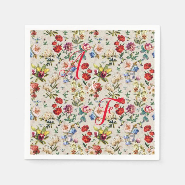 Serviette En Papier Aquarelle florale de l'époque victorienne (Devant)