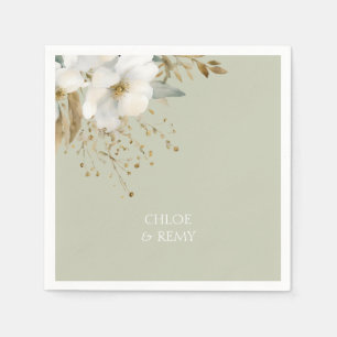 Serviette En Papier Aquarelle florale Folio Sage Vert