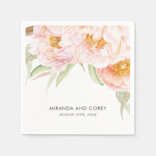 Serviette En Papier Aquarelle Florale Pink Peonies