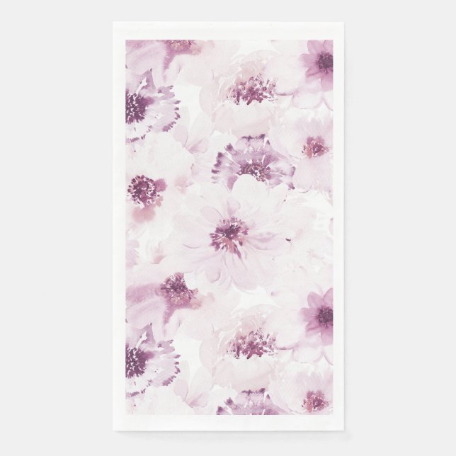 Serviette En Papier Aquarelle Florale Serviette d'hôte (Devant)