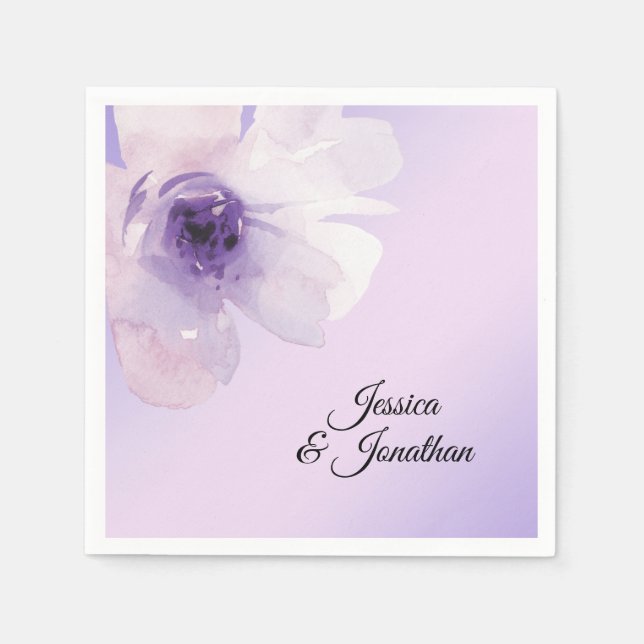 Serviette En Papier Aquarelle Florale Violet violet Mariage de lavande (Devant)