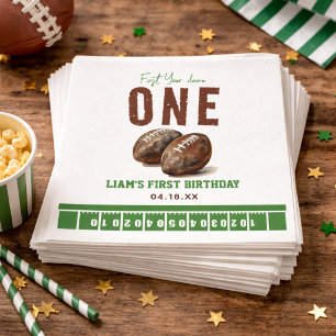 Serviette En Papier Aquarelle Football première année en bas   Anniver