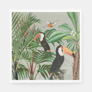 Serviette En Papier Aquarelle Forêt tropicale et Oiseaux du Toucan