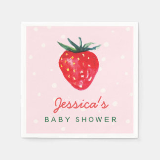 Serviette En Papier Aquarelle fraise Baby shower personnalisé
