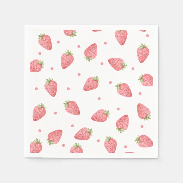Serviette En Papier Aquarelle fraise fête d'anniversaire Berry (Devant)
