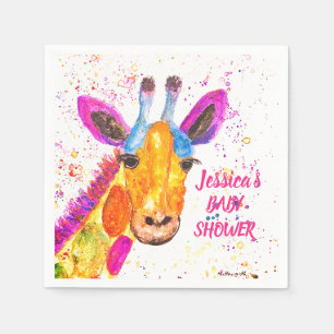 Serviette En Papier Aquarelle Giraffe Safari Jungle Baby shower mignon